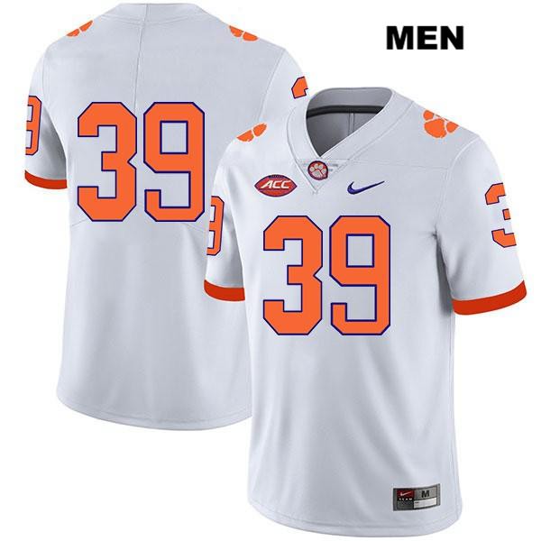 Men's Clemson Tigers #39 Aidan Swanson Stitched White Legend Authentic Nike No Name NCAA College Football Jersey TVK2546AN